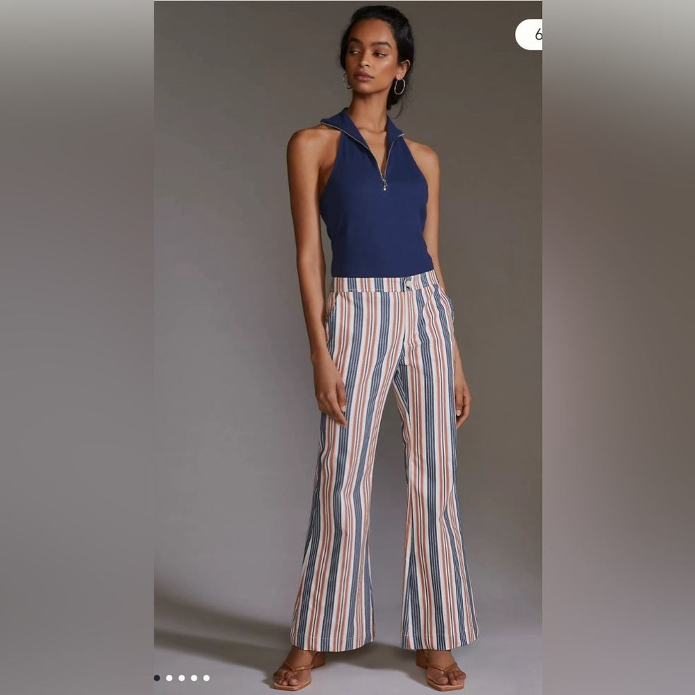 Anthropologie stripped flare pants size 4 - Picture 2 of 8